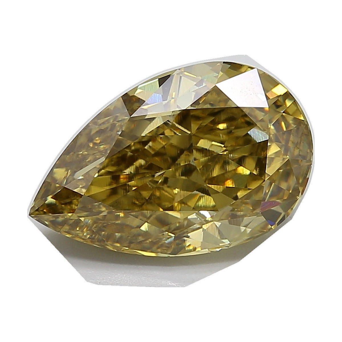 10.01 ct pear lab-grown diamond, fancy intense greyish yellow, VS1 clarity, IGI certified, still from its 360° video