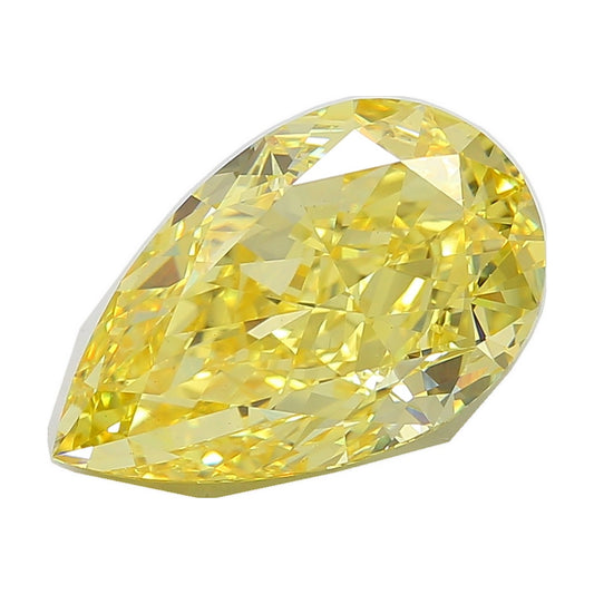 10.05 ct pear lab-grown diamond, fancy intense yellow, VS1 clarity, IGI certified, still from its 360° video