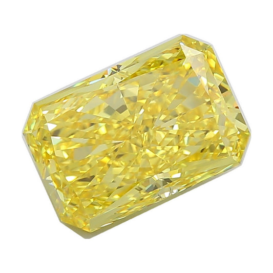 10.05 ct radiant lab-grown diamond, fancy vivid yellow, VS1 clarity, IGI certified, still from its 360° video
