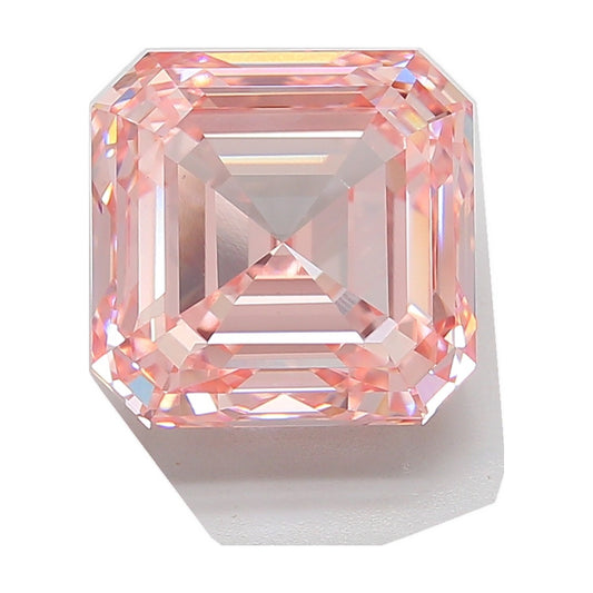 10.08 ct asscher lab-grown diamond, fancy intense pink, VS1 clarity, IGI certified, still from its 360° video