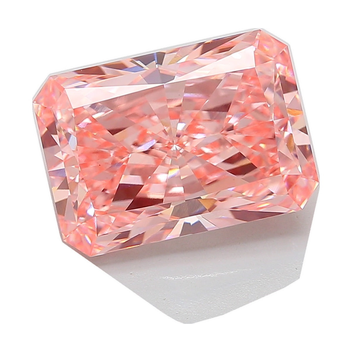 10.10 ct radiant lab-grown diamond, fancy vivid pink, VVS2 clarity, IGI certified, still from its 360° video