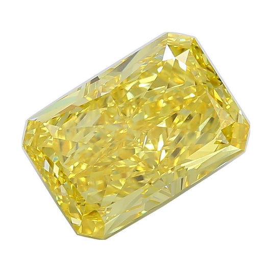 12.49 ct radiant lab-grown diamond, fancy vivid yellow, VS1 clarity, IGI certified, still from its 360° video