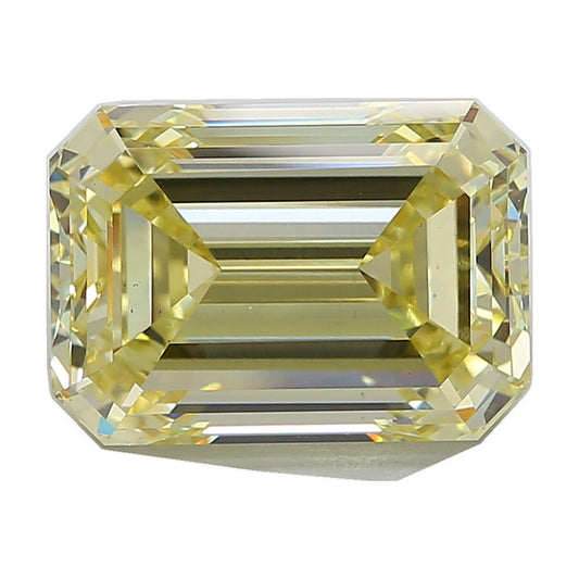 12.59 ct emerald lab-grown diamond, fancy yellow, VS2 clarity, IGI certified, still from its 360° video