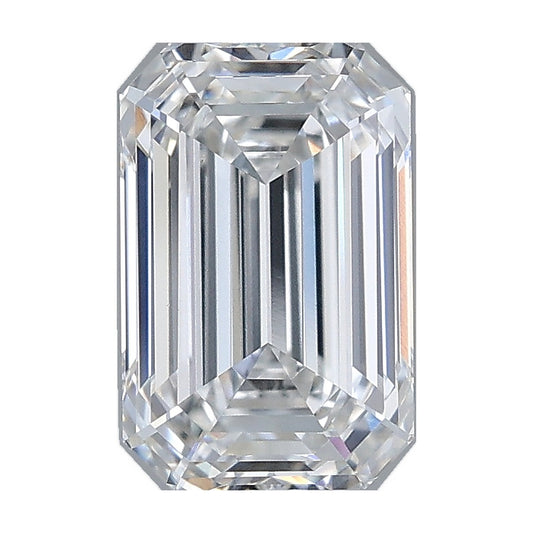 2.01 ct emerald lab-grown diamond, F color, VS1 clarity, IGI certified, still from its 360° video