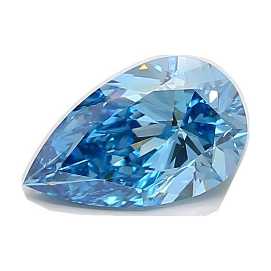2.01 ct pear lab-grown diamond, fancy vivid blue, VVS2 clarity, IGI certified, still from its 360° video
