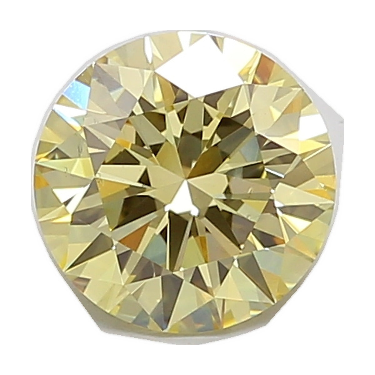 2.01 ct round lab-grown diamond, fancy yellow, VS1 clarity, IGI certified, still from its 360° video