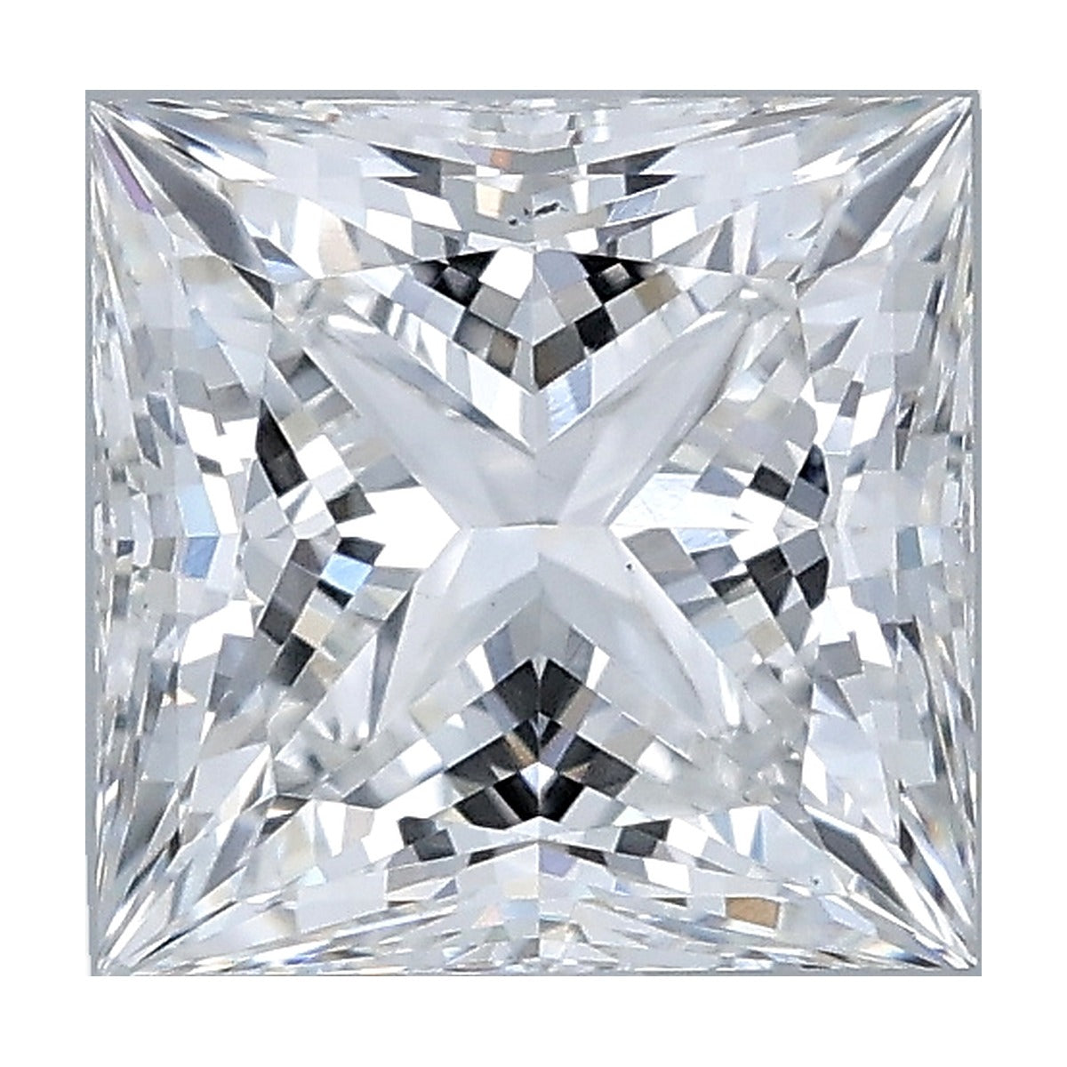 2.02 ct princess lab-grown diamond, E color, VS1 clarity, IGI certified, still from its 360° video