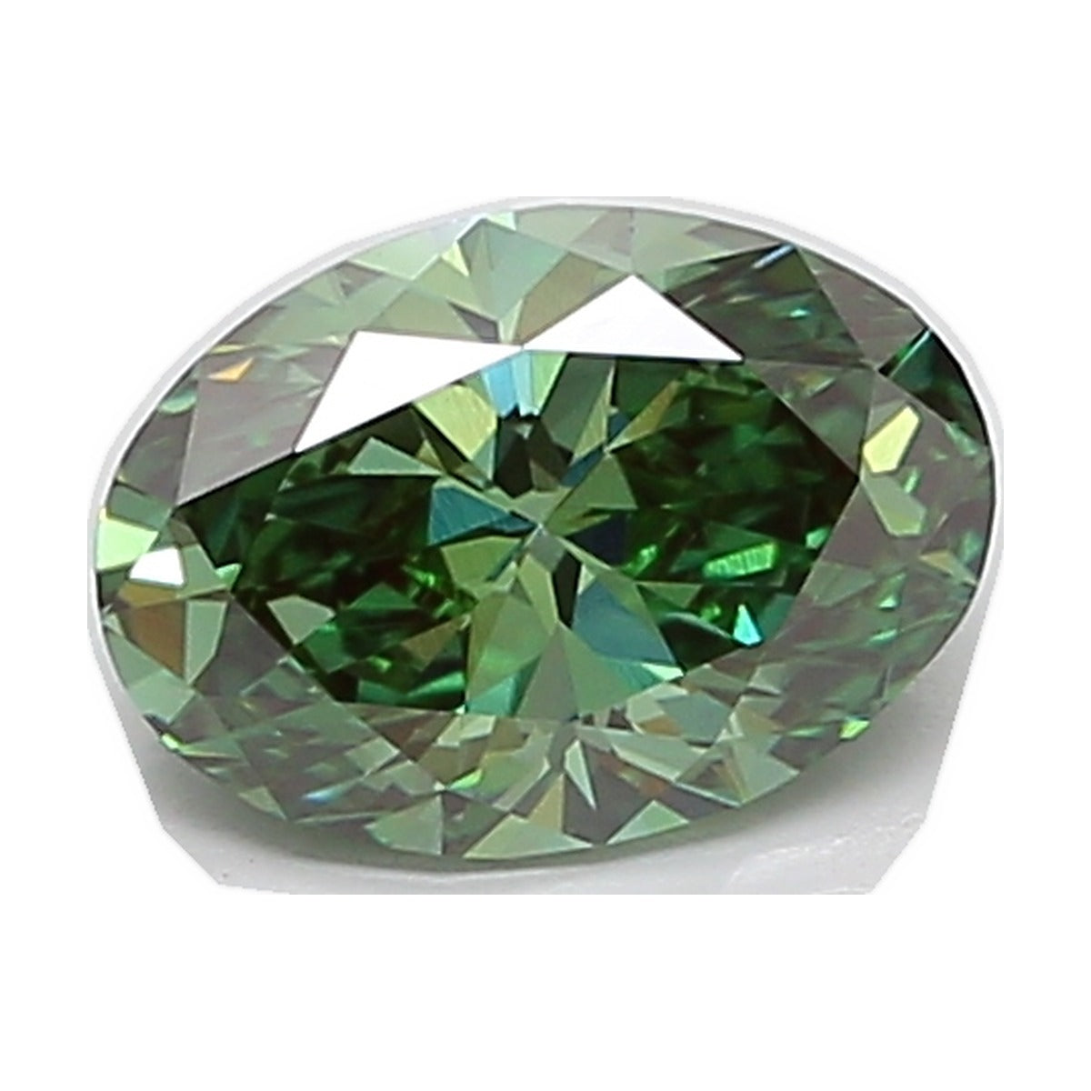 2.03 ct oval lab-grown diamond, fancy vivid green, VS1 clarity, IGI certified, still from its 360° video