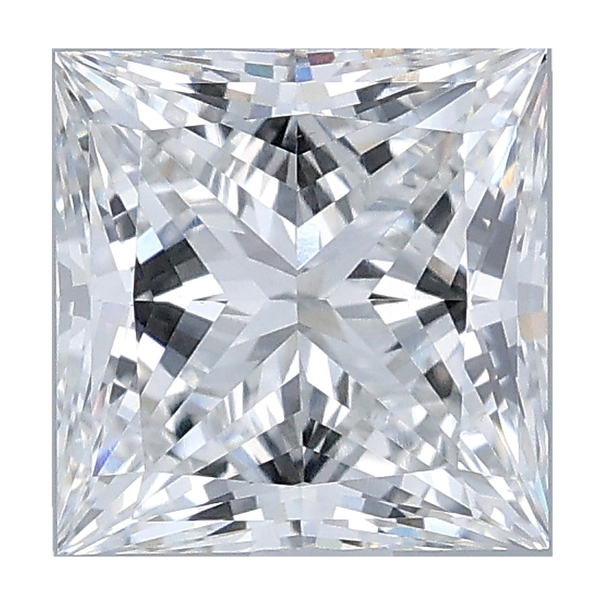 2.04 ct princess lab-grown diamond, D color, VVS2 clarity, IGI certified, still from its 360° video