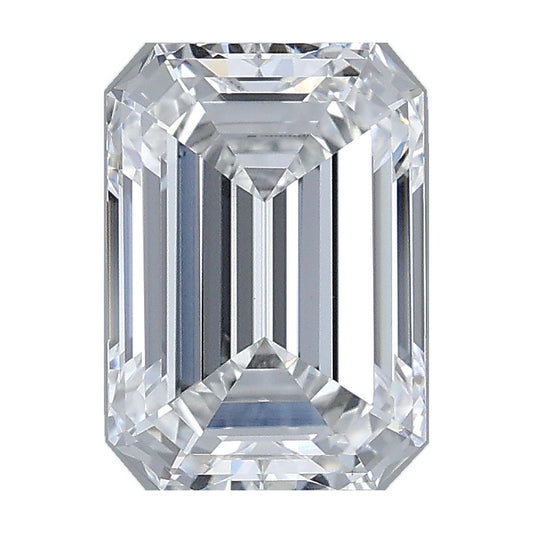 2.05 ct emerald lab-grown diamond, F color, VS1 clarity, IGI certified, still from its 360° video