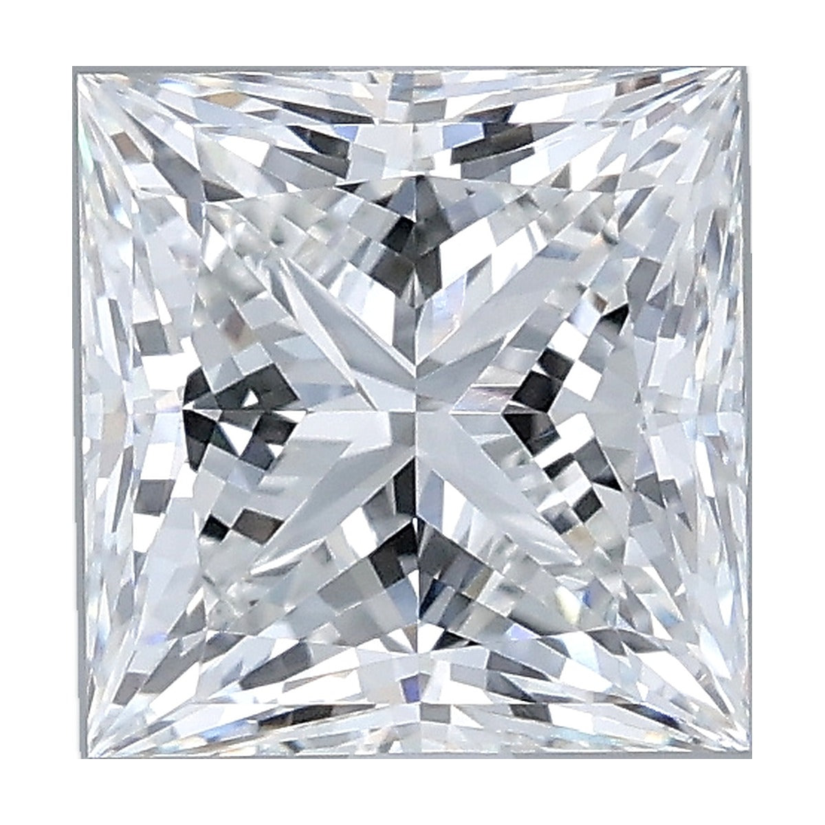 2.06 ct princess lab-grown diamond, E color, VVS2 clarity, IGI certified, still from its 360° video