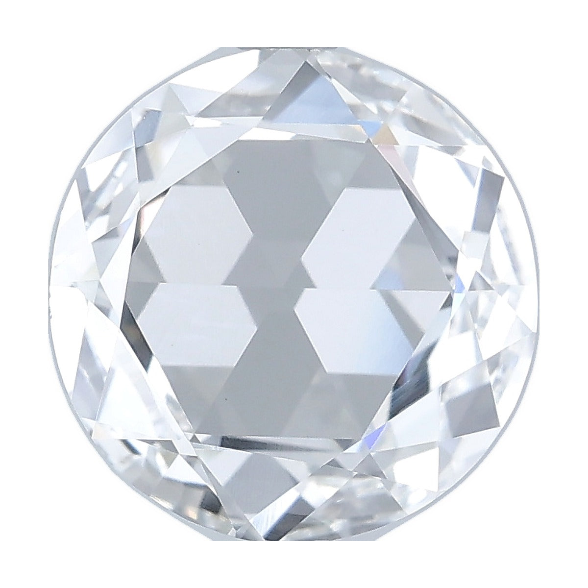 2.07 ct round rose cut lab-grown diamond, F color, VS1 clarity, IGI certified, still from its 360° video