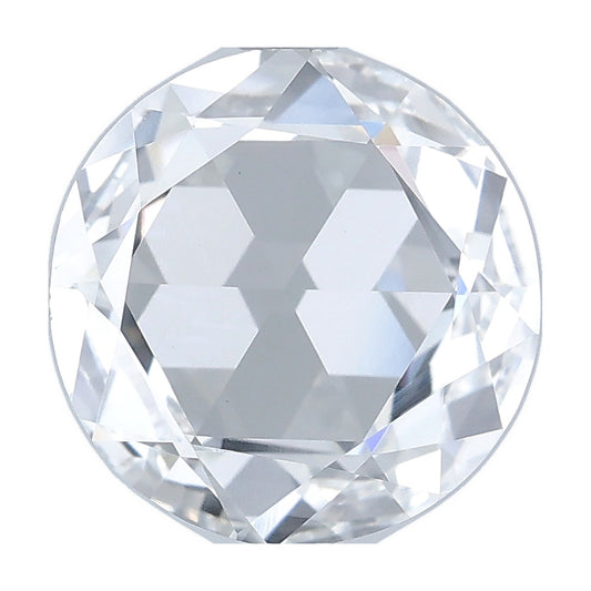2.07 ct round rose cut lab-grown diamond, F color, VS1 clarity, IGI certified, still from its 360° video