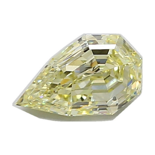 2.10 ct pear step cut lab-grown diamond, fancy light yellow, VS2 clarity, IGI certified, still from its 360° video