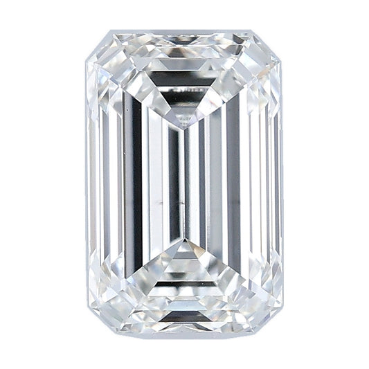 2.15 ct emerald lab-grown diamond, F color, VS1 clarity, IGI certified, still from its 360° video