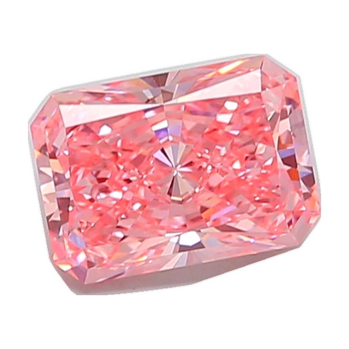2.54 ct radiant lab-grown diamond, fancy vivid pink, VS1 clarity, IGI certified, still from its 360° video