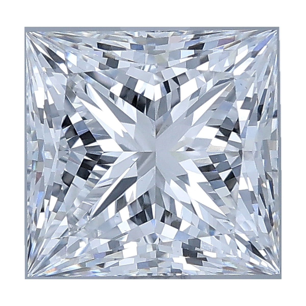 2.55 ct princess lab-grown diamond, D color, VS1 clarity, IGI certified, still from its 360° video