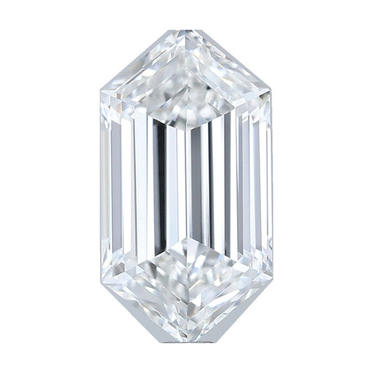 2.57 ct elongated hexagon lab-grown diamond, E color, VVS1 clarity, IGI certified, still from its 360° video