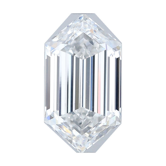 2.57 ct elongated hexagon lab-grown diamond, E color, VVS2 clarity, IGI certified, still from its 360° video