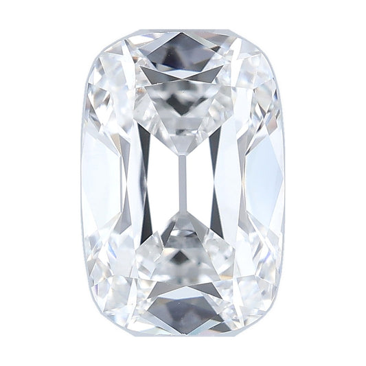 2.57 ct elongated old mine cushion lab-grown diamond, E color, VVS2 clarity, IGI certified, still from its 360° video