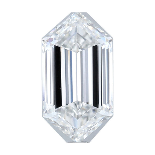 2.58 ct elongated hexagon lab-grown diamond, E color, VS1 clarity, IGI certified, still from its 360° video