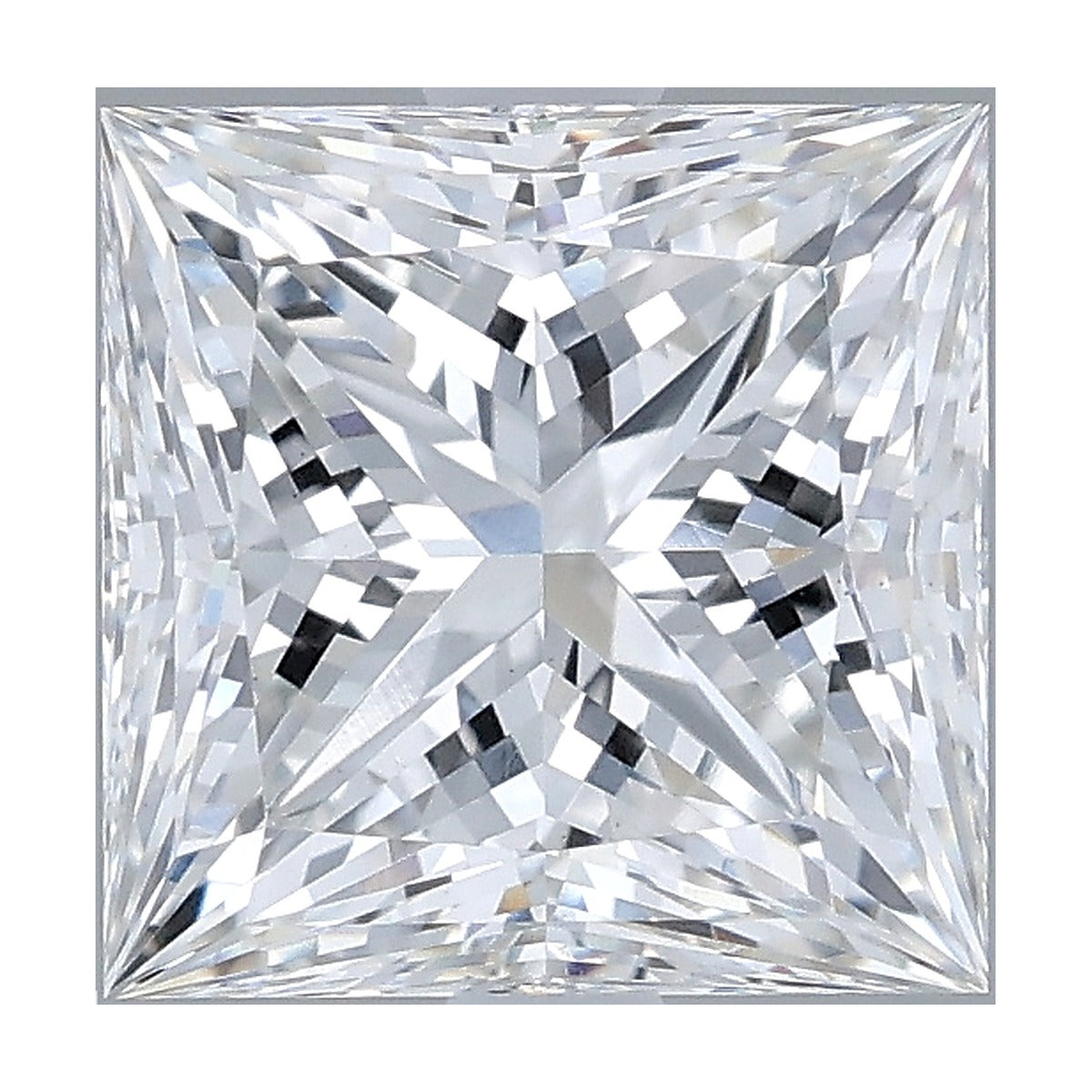2.58 ct princess lab-grown diamond, F color, VS1 clarity, IGI certified, still from its 360° video