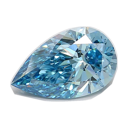 3.03 ct pear lab-grown diamond, fancy vivid blue, VVS2 clarity, IGI certified, still from its 360° video