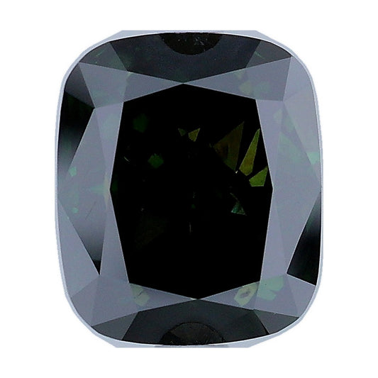 3.25 ct elongated cushion lab-grown diamond, fancy dark green, VS2 clarity, IGI certified, still from its 360° video
