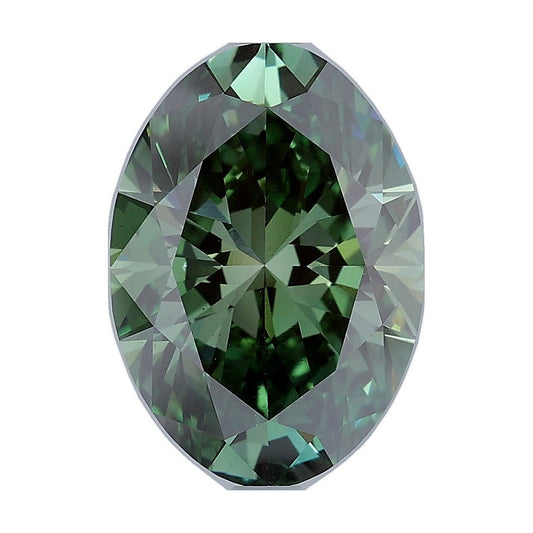 3.52 ct oval lab-grown diamond, fancy vivid green, VS1 clarity, IGI certified, still from its 360° video