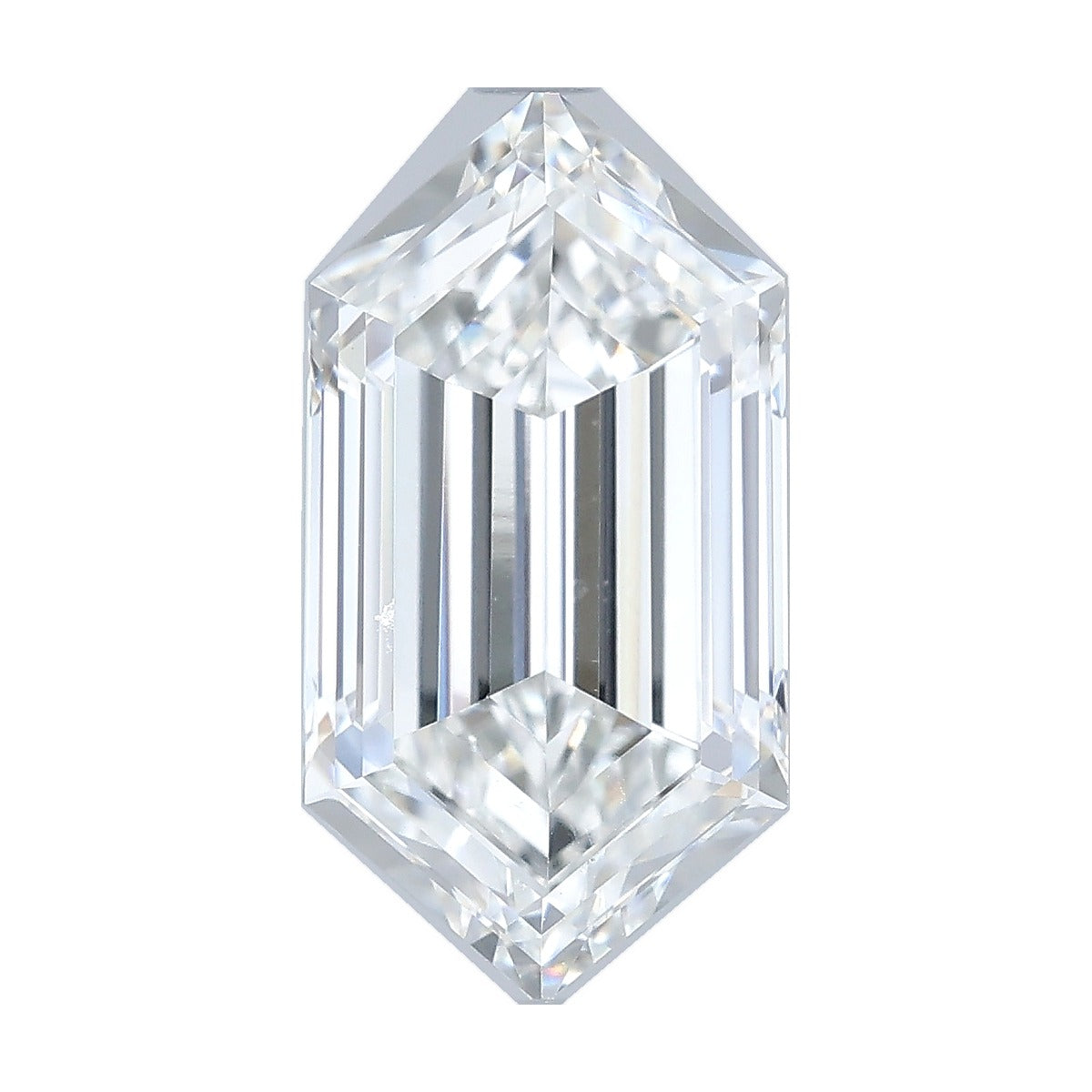 3.53 ct elongated hexagon lab-grown diamond, F color, VVS2 clarity, IGI certified, still from its 360° video