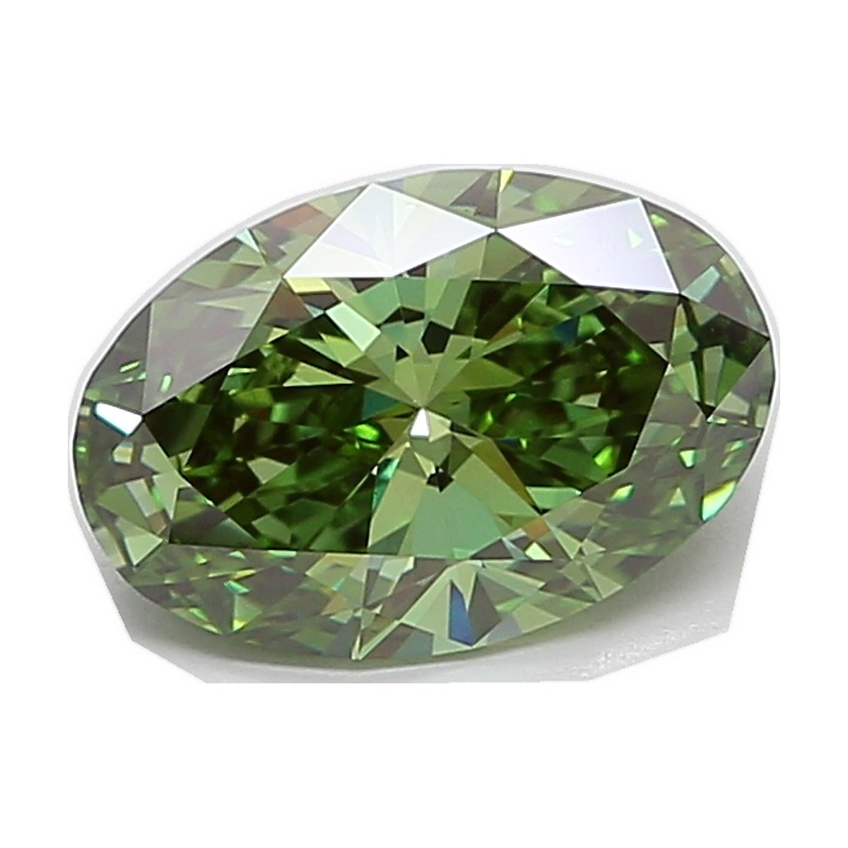 3.53 ct oval lab-grown diamond, fancy vivid green, VVS2 clarity, IGI certified, still from its 360° video