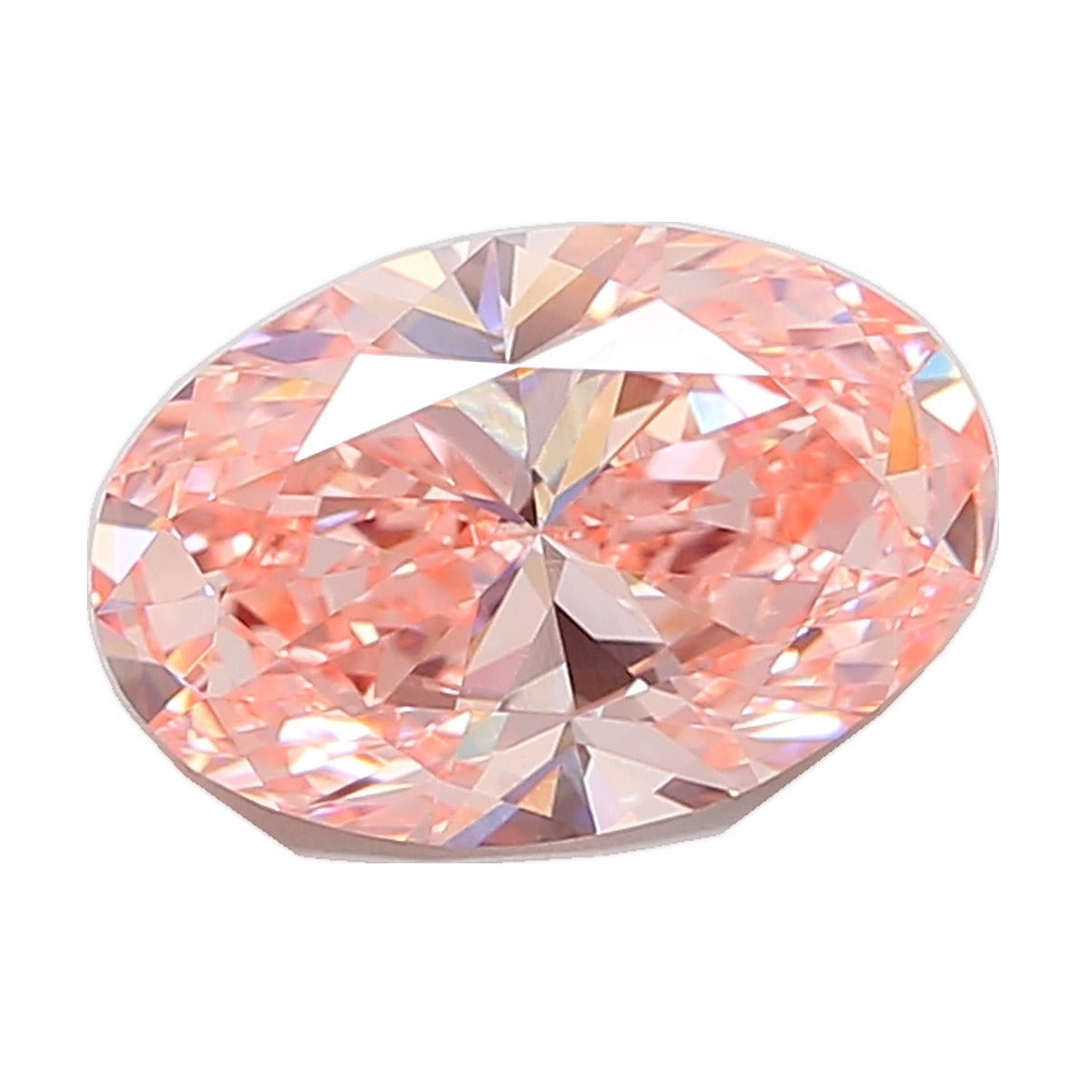 3.56 ct oval lab-grown diamond, fancy vivid pink, VS1 clarity, IGI certified, still from its 360° video