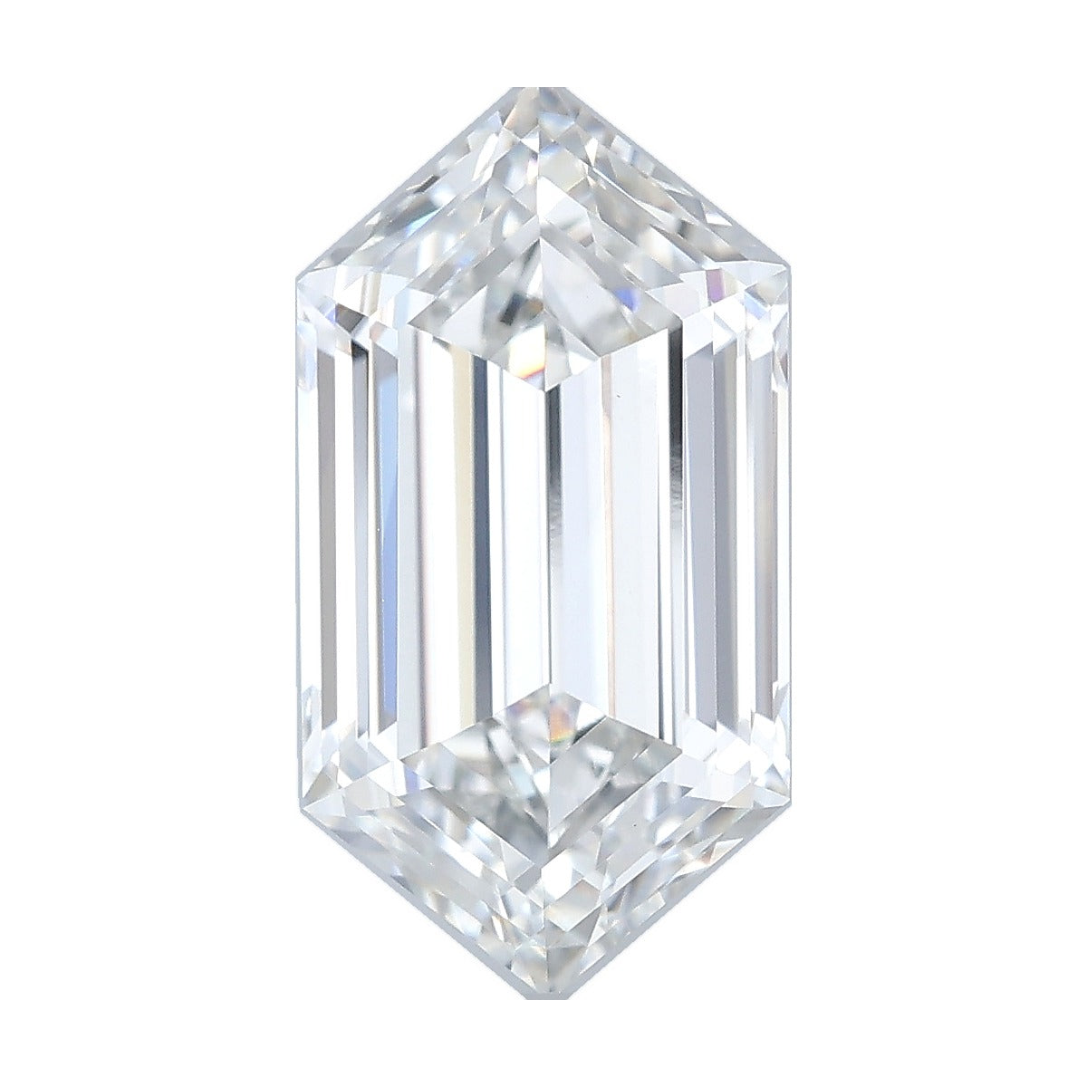 3.85 ct elongated hexagon lab-grown diamond, F color, VVS2 clarity, IGI certified, still from its 360° video