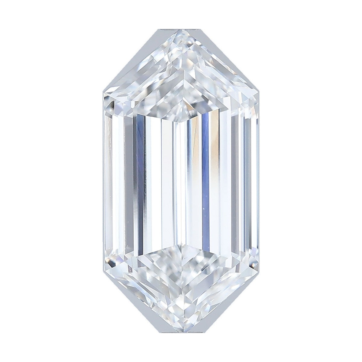 4.13 ct elongated hexagon lab-grown diamond, D color, VVS2 clarity, IGI certified, still from its 360° video