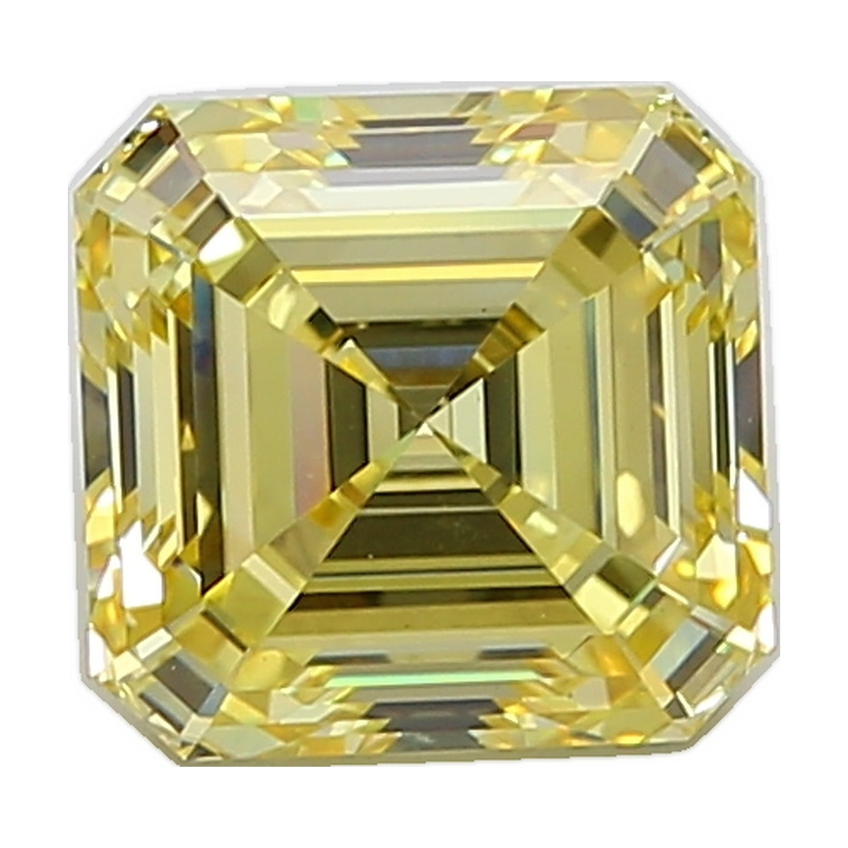 4.31 ct asscher lab-grown diamond, fancy intense yellow, VS1 clarity, IGI certified, still from its 360° video