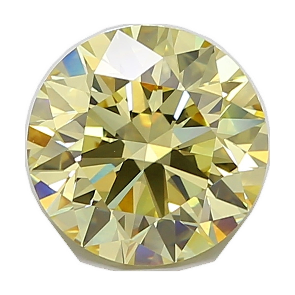 4.50 ct round lab-grown diamond, fancy intense yellow, VS1 clarity, IGI certified, still from its 360° video