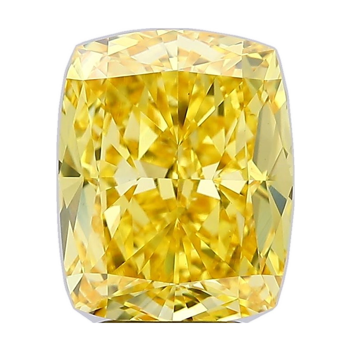 4.53 ct elongated cushion lab-grown diamond, fancy vivid yellow, VS1 clarity, IGI certified, still from its 360° video