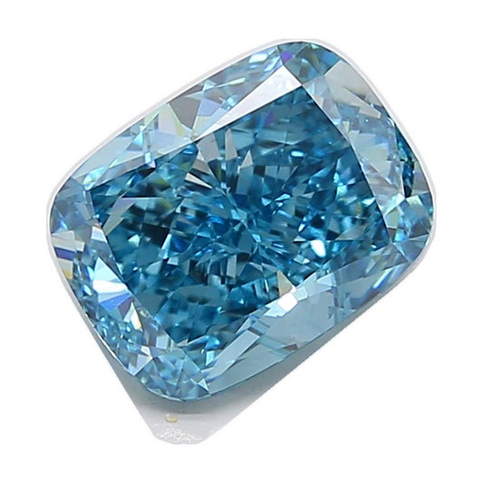 5.00 ct elongated cushion lab-grown diamond, fancy vivid blue, VS1 clarity, IGI certified, still from its 360° video