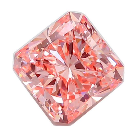 5.01 ct square radiant lab-grown diamond, fancy vivid pink, VS1 clarity, IGI certified, still from its 360° video