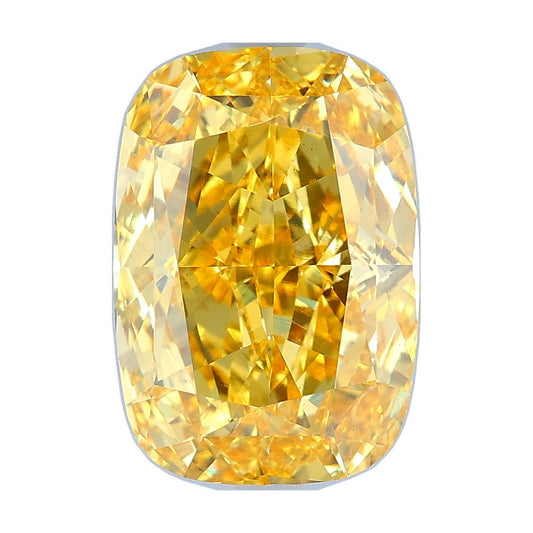 5.01 ct elongated cushion lab-grown diamond, fancy vivid yellow, VS1 clarity, IGI certified, still from its 360° video