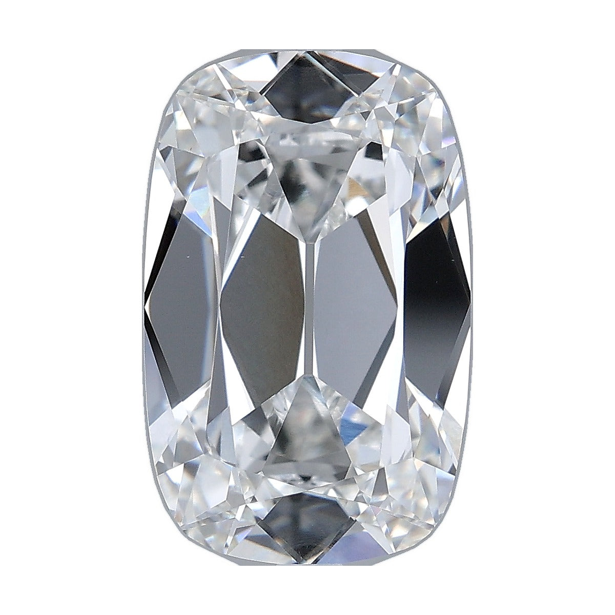 5.06 ct elongated old mine cushion lab-grown diamond, E color, VVS2 clarity, IGI certified, still from its 360° video