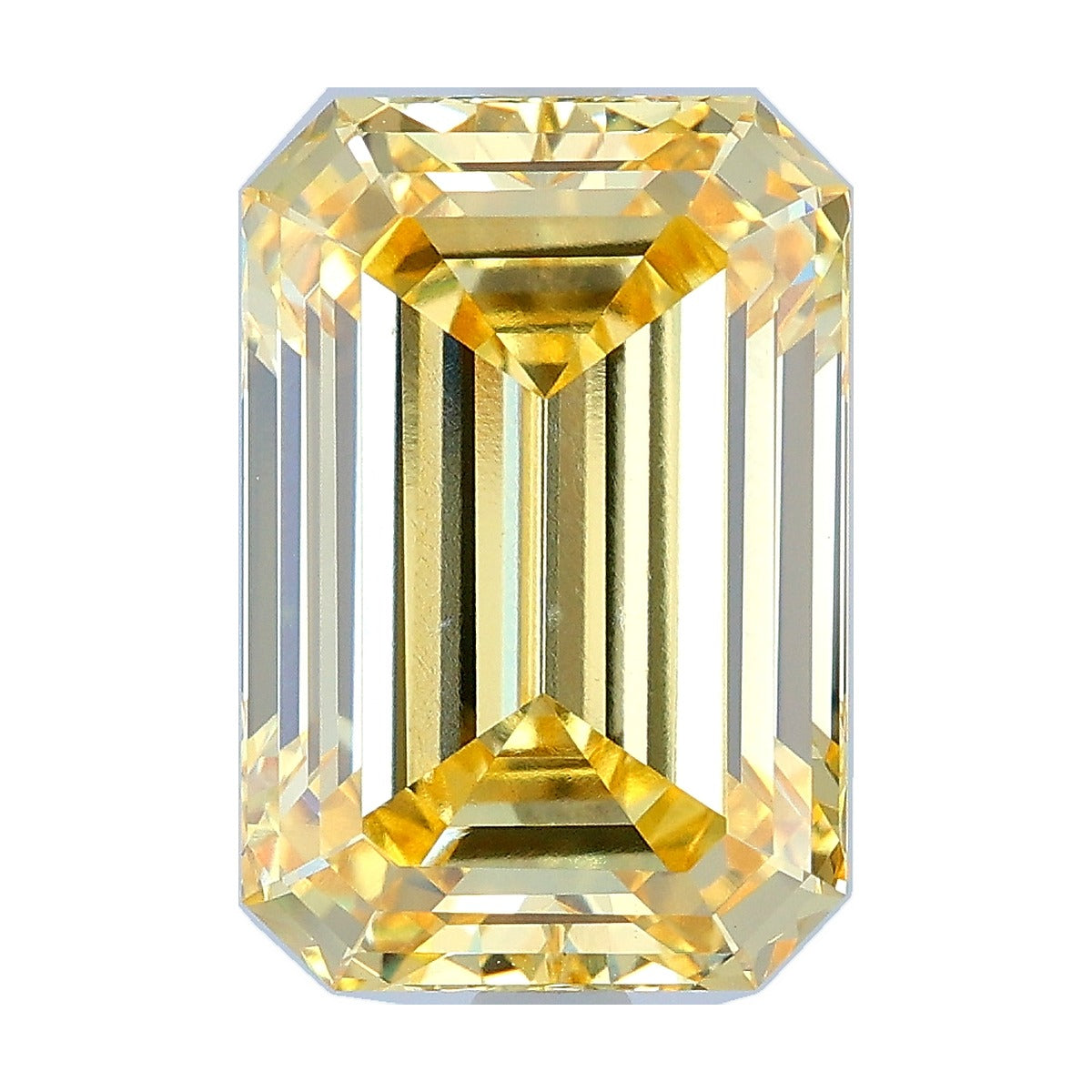 5.09 ct emerald lab-grown diamond, fancy intense yellow, VS1 clarity, IGI certified, still from its 360° video