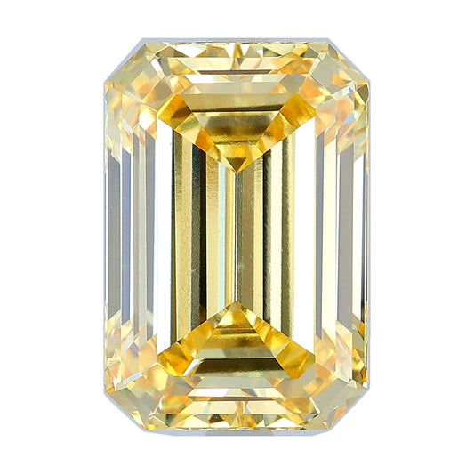 5.09 ct emerald lab-grown diamond, fancy intense yellow, VS1 clarity, IGI certified, still from its 360° video