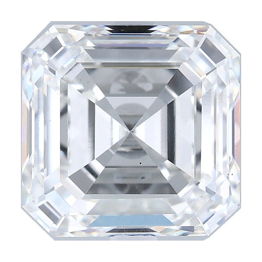 5.12 ct asscher lab-grown diamond, E color, VS1 clarity, IGI certified, still from its 360° video