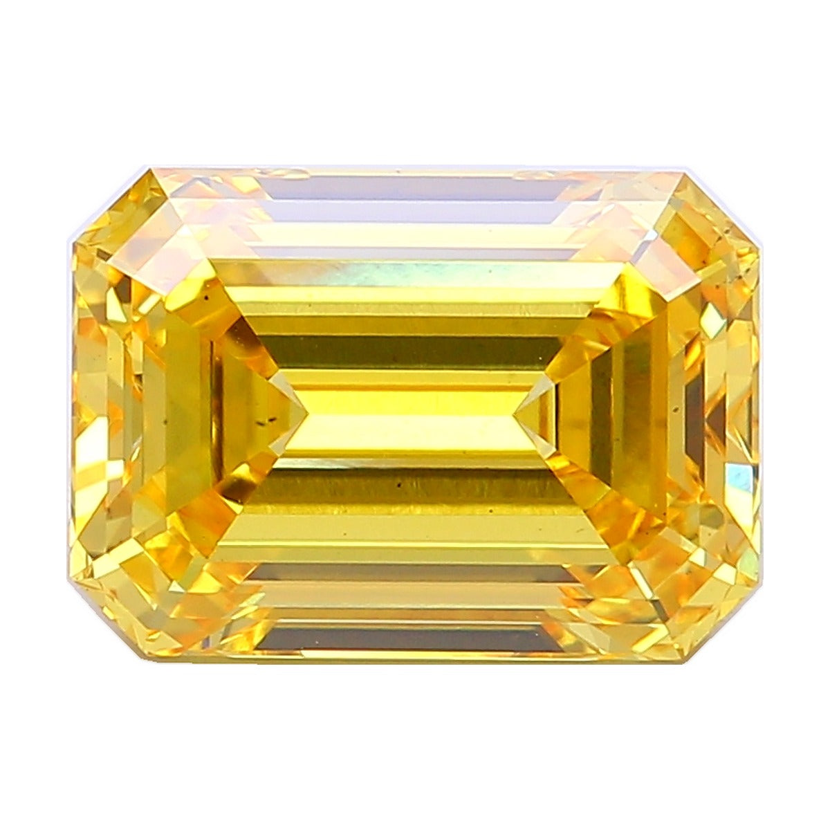 5.15 ct emerald lab-grown diamond, fancy vivid yellow, VS2 clarity, IGI certified, still from its 360° video