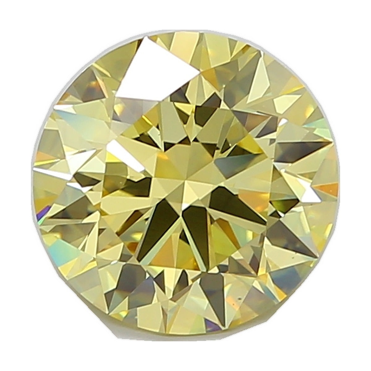 5.76 ct round lab-grown diamond, fancy intense yellow, VVS2 clarity, IGI certified, still from its 360° video