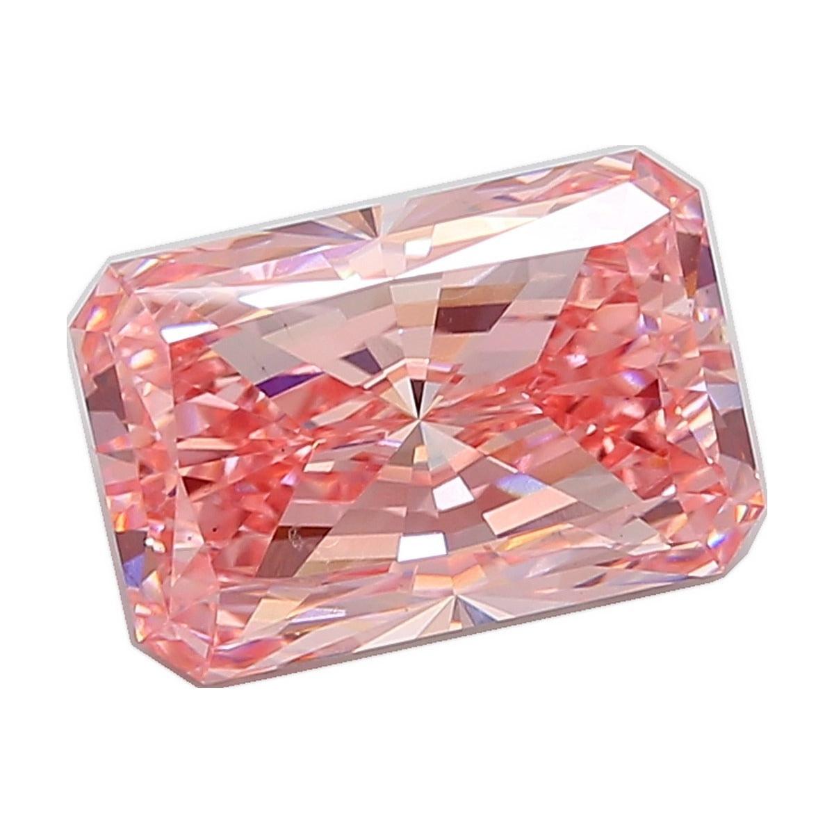 6.06 ct radiant lab-grown diamond, fancy vivid pink, VS1 clarity, IGI certified, still from its 360° video