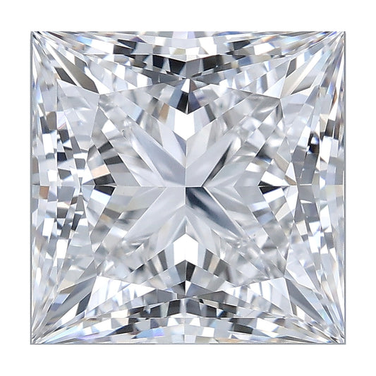 6.06 ct princess lab-grown diamond, D color, VVS2 clarity, IGI certified, still from its 360° video