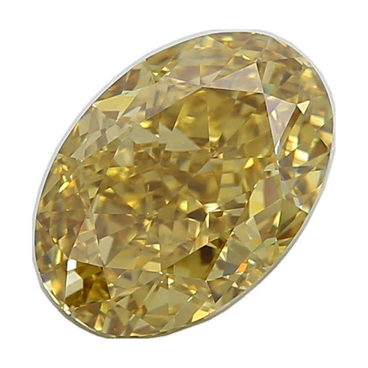 6.08 ct oval lab-grown diamond, fancy intense yellow, VS1 clarity, IGI certified, still from its 360° video