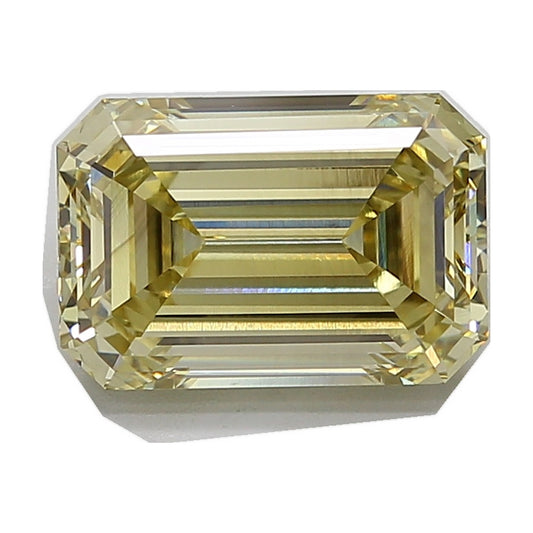 6.08 ct emerald lab-grown diamond, fancy yellow, VS1 clarity, IGI certified, still from its 360° video
